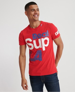 Superdry Super Heritage Férfi Pólók Piros | WZKFD6520